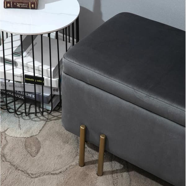 Rootz Hocker - Fodskammel - Taburet - Opbevaringsplads - Polstret - Mørkegrå - Strygejern - 100 x 40 x 42 cm