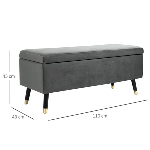 Rootz Hocker - Jakkara - Kenkäpenkki - Säilytyslaatikko - Kumipuu - Antrasiitti - Harmaa - Kangas - 110 x 43 x 45 cm