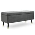 Pikkukuva 1 / 7: Rootz Hocker - Jakkara - Kenkäpenkki - Säilytyslaatikko - Kumipuu - Antrasiitti - Harmaa - Kangas - 110 x 43 x 45 cm