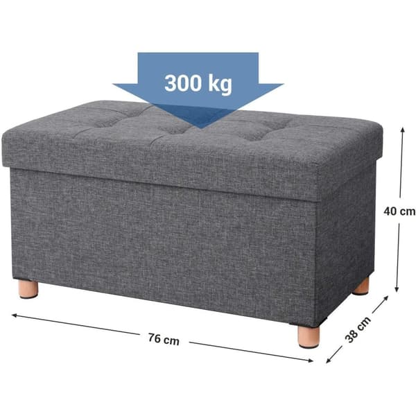 Rootz Hocker - Pouf - Säilytystila - Tummanharmaa - 76 x 38 x 40 cm