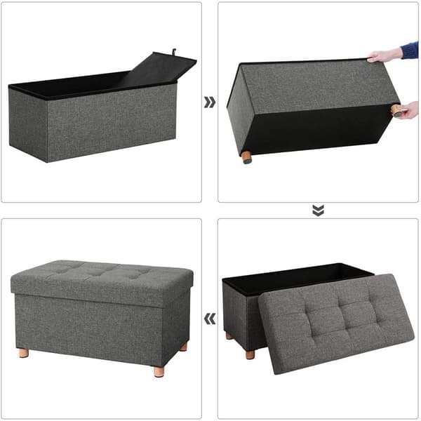 Rootz Hocker - Pouf - Säilytystila - Tummanharmaa - 76 x 38 x 40 cm