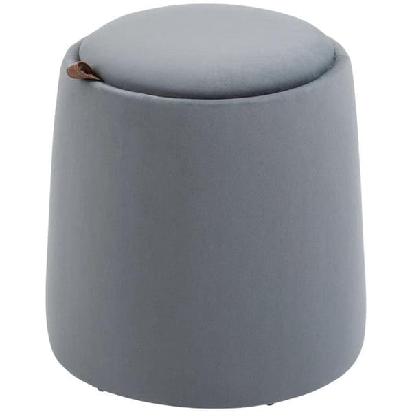 Rootz 2-in-1 -jakkara - Sohvapöytä - Velvet Look - Sisältää säilytystilan ja irrotettavan kannen - Harmaa - Ø44 cm x 47,5 cm