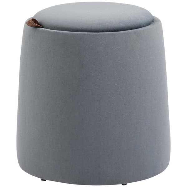 Rootz 2-i-1 pall - Soffbord - Sammetslook - Inklusive förvaringsutrymme och avtagbart lock - Grå - Ø44 cm x 47,5 cm