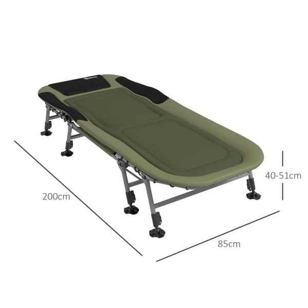 Rootz Camping Solstol - Utomhusfåtölj - Bärbar säng - Justerbart ryggstöd - Vadderad design - Halkfria fotstöd - 200 cm x 85 cm x 40-51 cm - Stål & 60