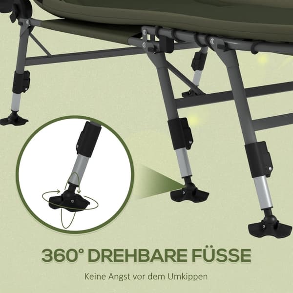 Rootz Camping Solstol - Utomhusfåtölj - Bärbar säng - Justerbart ryggstöd - Vadderad design - Halkfria fotstöd - 200 cm x 85 cm x 40-51 cm - Stål & 60