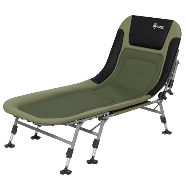 Rootz Camping Solstol - Utomhusfåtölj - Bärbar säng - Justerbart ryggstöd - Vadderad design - Halkfria fotstöd - 200 cm x 85 cm x 40-51 cm - Stål & 60
