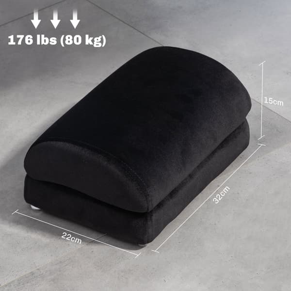 Rootz Fodstøtte - Skrivebordsfodskammel - Ergonomisk fodstøtte - Fløjlsstof - Knæpude - 32 cm x 22 cm x 15 cm