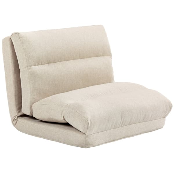 Rootz-lattiatuoli - Meditaatiotuoli - Lepotuoli - Sänky - 6-tasoinen säädettävä selkänoja - Pehmeä kangaspäällinen - Kompakti - Beige - 70cm x 41cm x