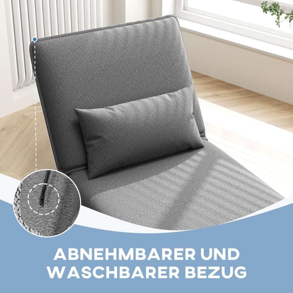 Rootz 3 -i -1 Justerbar golvstol - Chaise Lounge - Gästbädd - 6 -läge komfort - faux läder - 75 cm x 81 cm x 68 cm