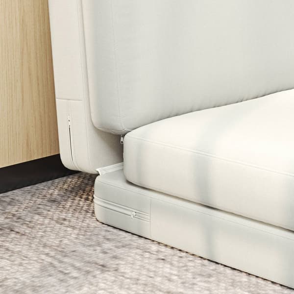 Rootz Folding Floor -stol - Konvertible polstret sofa - Meditationsstol - Velvet -lignende stofkomfort - 75 x 268 x 18 cm - Hvid