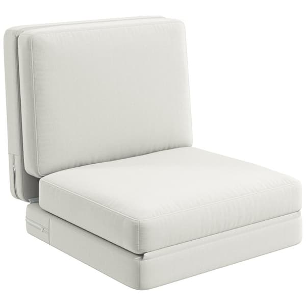 Rootz Folding Floor -stol - Konvertible polstret sofa - Meditationsstol - Velvet -lignende stofkomfort - 75 x 268 x 18 cm - Hvid