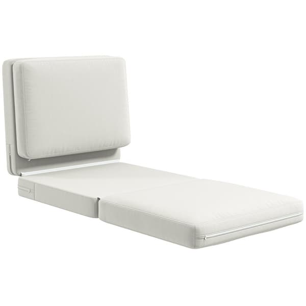 Rootz Folding Floor -stol - Konvertible polstret sofa - Meditationsstol - Velvet -lignende stofkomfort - 75 x 268 x 18 cm - Hvid