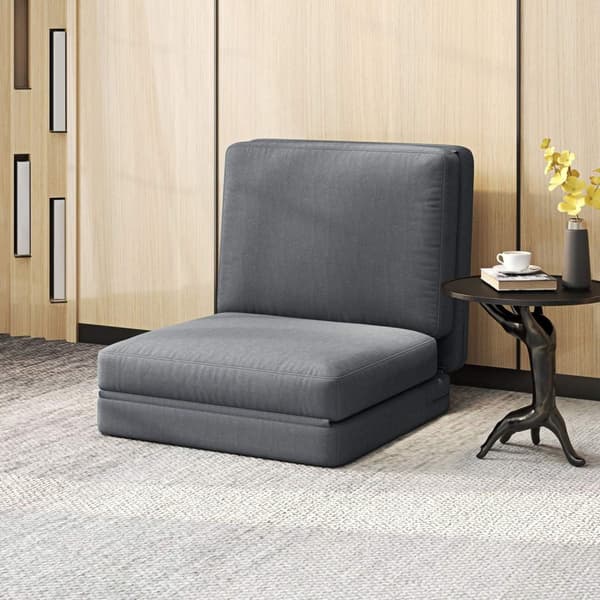 Rootz konvertibel golvstol - klädd soffa - Meditationssäte - Velvet Comfort - 75 x 268 x 18 cm - grå