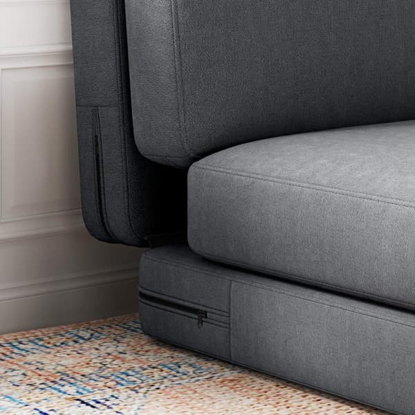 Rootz konvertibel golvstol - klädd soffa - Meditationssäte - Velvet Comfort - 75 x 268 x 18 cm - grå