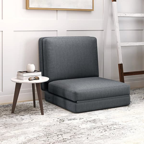 Rootz konvertibel golvstol - klädd soffa - Meditationssäte - Velvet Comfort - 75 x 268 x 18 cm - grå