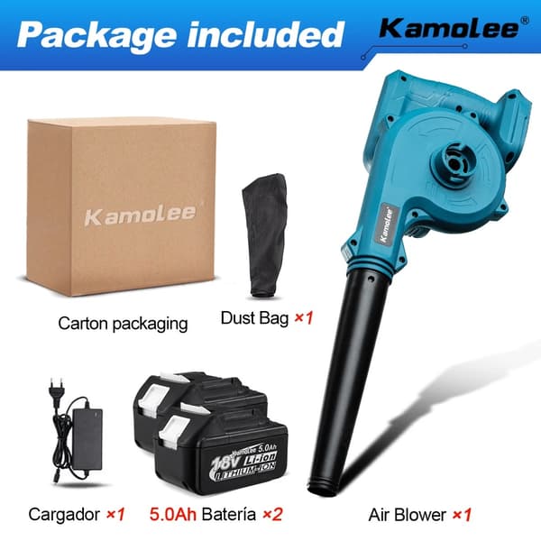 Kamolee Sladdlös Elektrisk Blåsare, 20000 RPM, 2-i-1 Sug- och Blåsfunktion,EU, Ingen batteri