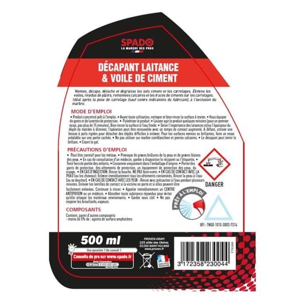 SPADO - Avfettande mjölk och cementfilm - Avfettar och rengör - Rengör och avfettar - Tar bort cement, kalk, rost och gips