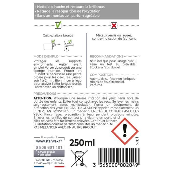 Specialrengöringsmedel för koppar mässing brons - 250 mL