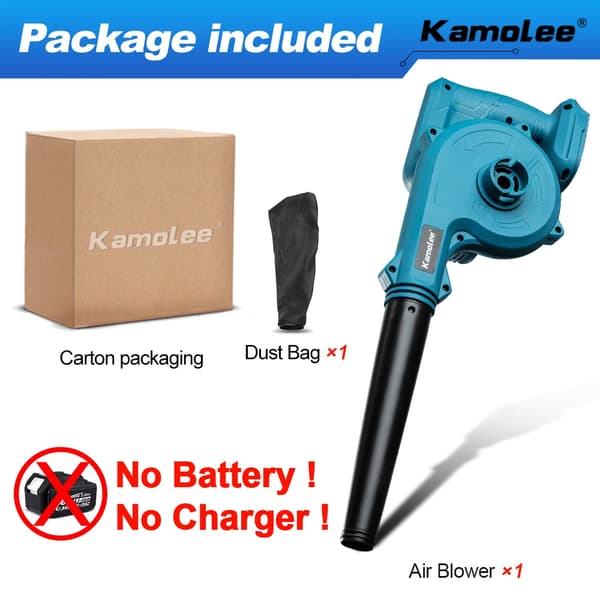 Kamolee Trådløs Elektrisk Blæser, 20000 RPM, 2-i-1 Sugning og Blæsefunktion,EU, Ingen batteri