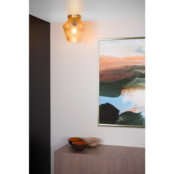 Lucide Rosalind Taklampe E27 Messing/Glass
