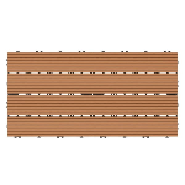 ECD Germany WPC terrassefliser 60x30 cm 11er besparelsessæt til 2m² lysebrun i træ kig efter havebalkongulve med dræning og kliksystem terrassegulv