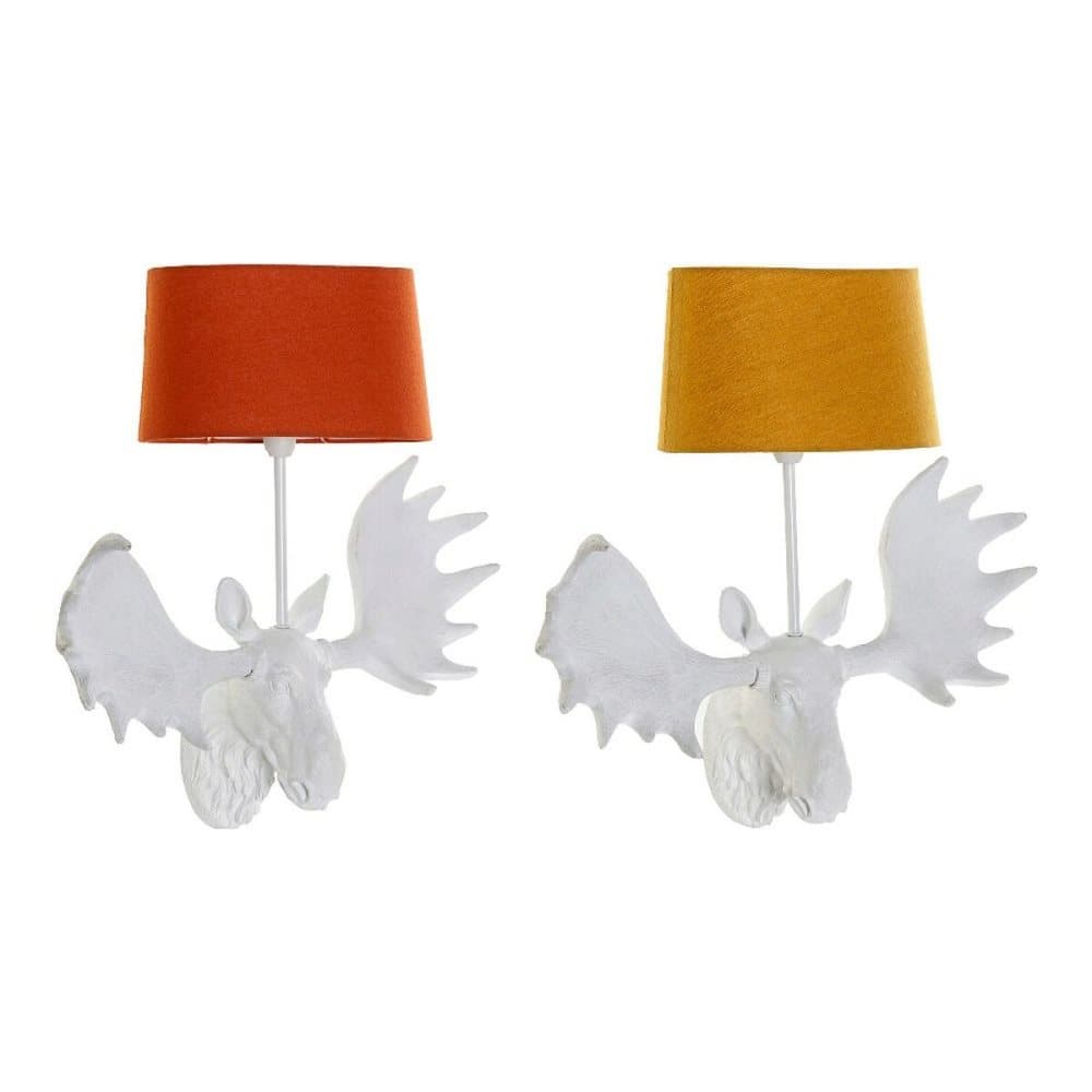 Taklampa DKD Home Decor Vit Orange Polyester Harts 220 V 25W Ockra (2 pcs) (42 x 15 x 44 cm)