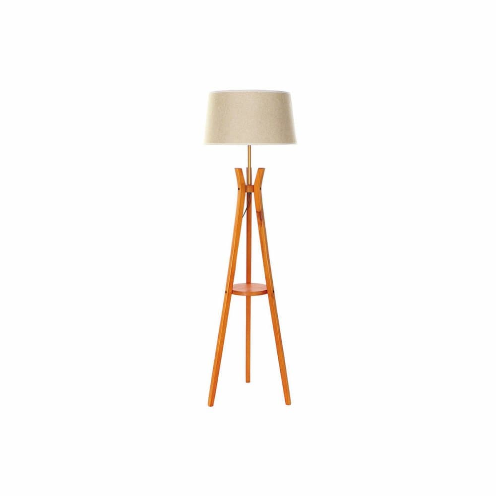 Golvlampa DKD Home Decor Brun Beige Polyester Trä (45 x 45 x 155 cm)