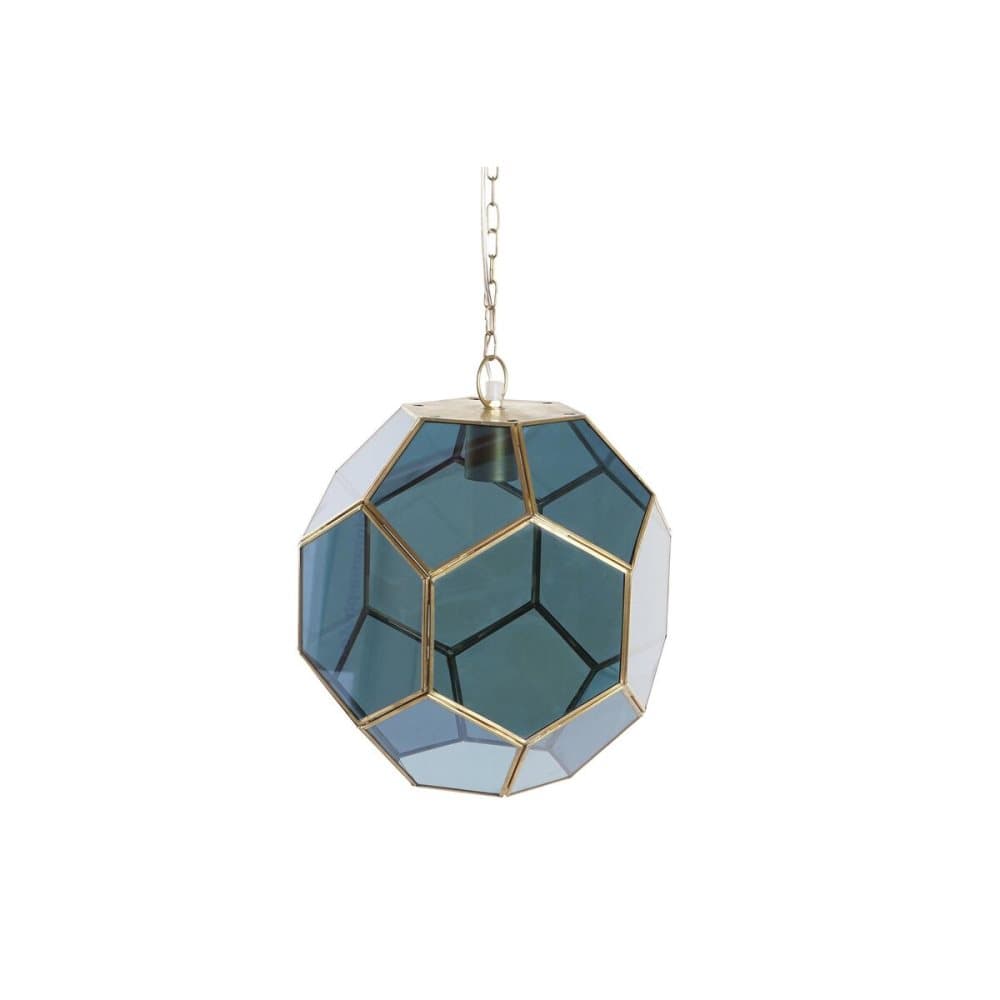 Taklampa DKD Home Decor Glas Blå Gyllene Mässing 50 W (28 x 28 x 31 cm)