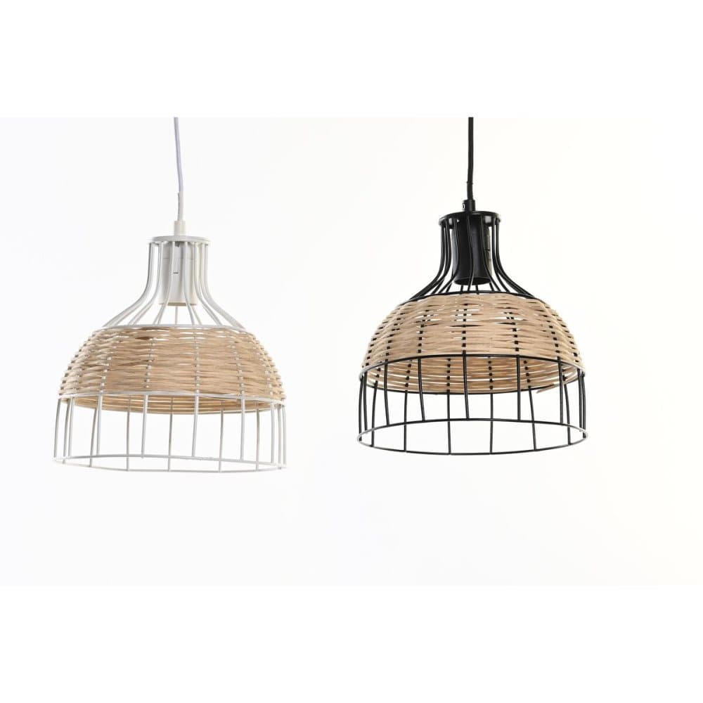 Taklampa DKD Home Decor Svart Metall Rattan 50 W (2 antal) (22 x 22 x 21 cm)
