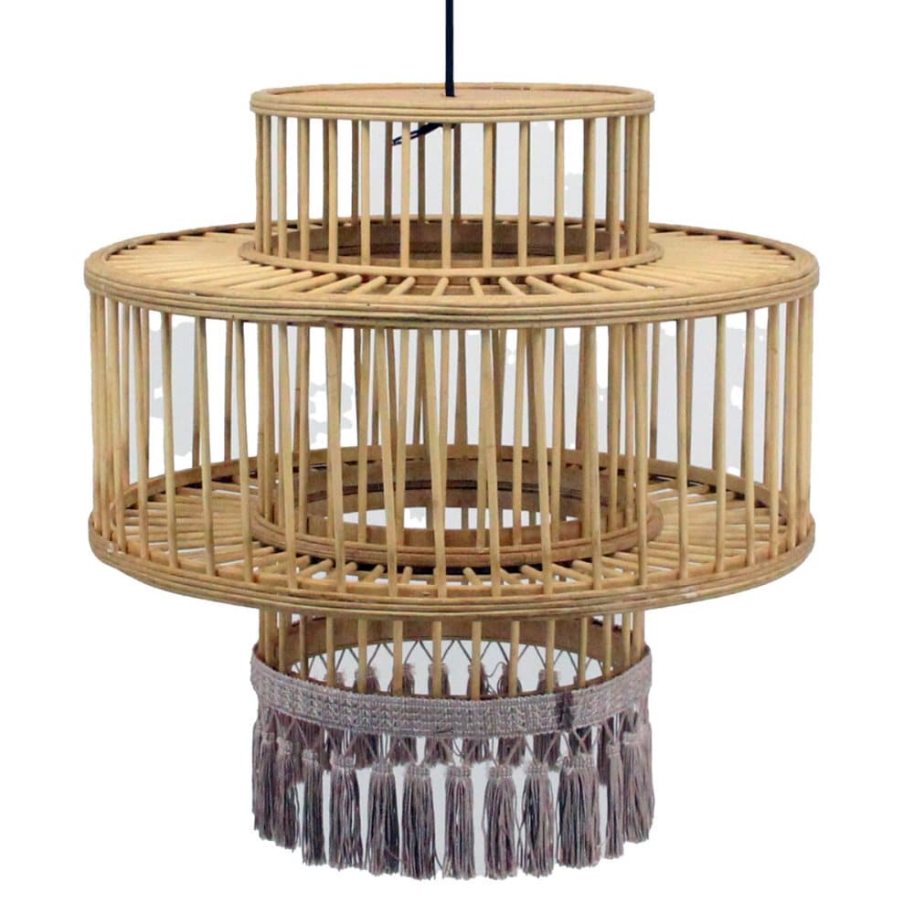 Taklampa DKD Home Decor Brun Rattan Frans Urban (45 x 45 x 46 cm)