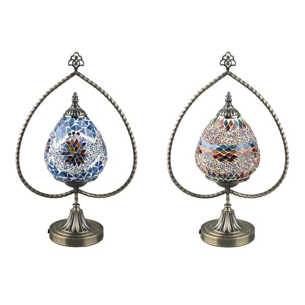 Bordslampa DKD Home Decor 32.5 x 16 x 47.5 cm 32,5 x 16 x 47,5 cm Glas Metall Multicolour 220 V 50 W (2 antal)