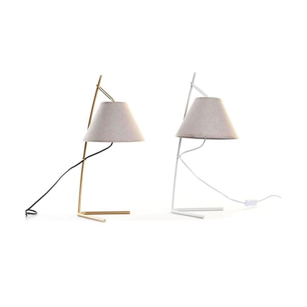 Bordslampa DKD Home Decor Gyllene Metall linne Vit 50 W Modern (25 x 31 x 57 cm) (2 antal)