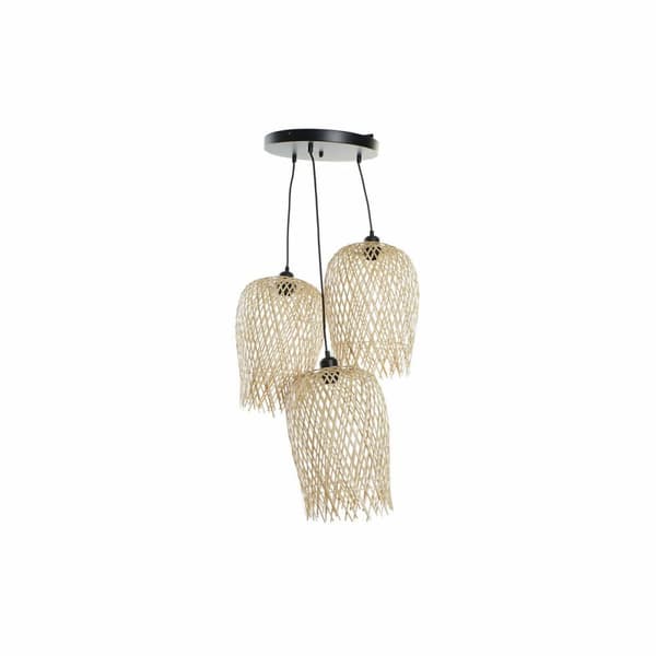 Kattolamppu DKD Home Decor Musta Vaaleanruskea Metalli Bambu 50 W Trooppinen 220 V 30 x 30 x 94 cm Luonnollinen