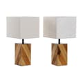 Miniatyrbillede 1 af 2: Bordlampe DKD Home Decor 25,5 x 25,05 x 52 cm Gran Natur Beige Metal Flødefarvet 220 V 60 W 25 x 25 x 21 cm (2 enheder)