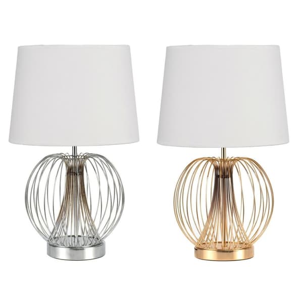 Bordlampe DKD Home Decor 32.5 x 32.5 x 52 cm Metal Hvid 220 V 50 W (2 enheder)