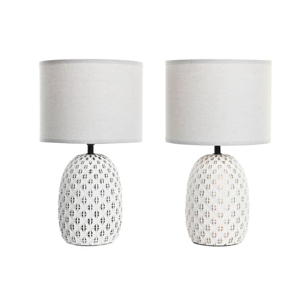 Pöytälamppu DKD Home Decor Kupari Valkoinen Kivitavara 220 V 40 W (24 x 24 x 40 cm) (2 osaa)