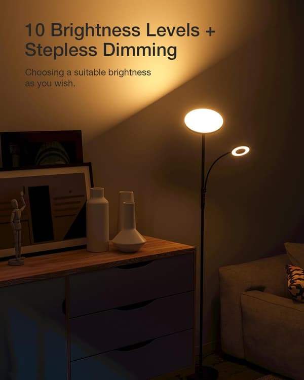 36W golvlampa med två huvuden med fjärrkontroll 2700K~6500K Färgtemperatur 10 nivåer Ljusstyrka AC100~240V
