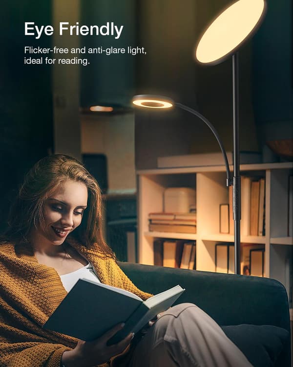 36W golvlampa med två huvuden med fjärrkontroll 2700K~6500K Färgtemperatur 10 nivåer Ljusstyrka AC100~240V