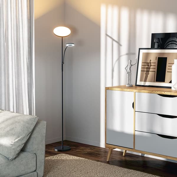 36W golvlampa med två huvuden med fjärrkontroll 2700K~6500K Färgtemperatur 10 nivåer Ljusstyrka AC100~240V