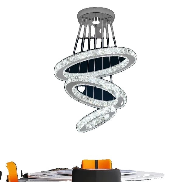 Hängande belysning, LED Kristallkrona, Modern Design, 3rings, Dimbar fjärrkontroll