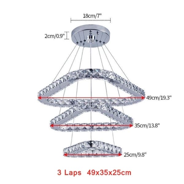 Moderne lysekroner, LED krystalringe hængende, Elegant dekoration til stuer og spisestuer., 2Ringe D50xD30cm, Udskiftelig