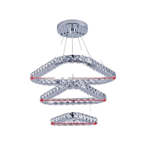 Moderne lysekroner, LED krystalringe hængende, Elegant dekoration til stuer og spisestuer., 2Ringe D50xD30cm, Udskiftelig