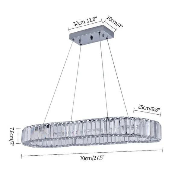 Moderne lysekroner, LED krystalringe hængende, Elegant dekoration til stuer og spisestuer., 2Ringe D50xD30cm, Udskiftelig