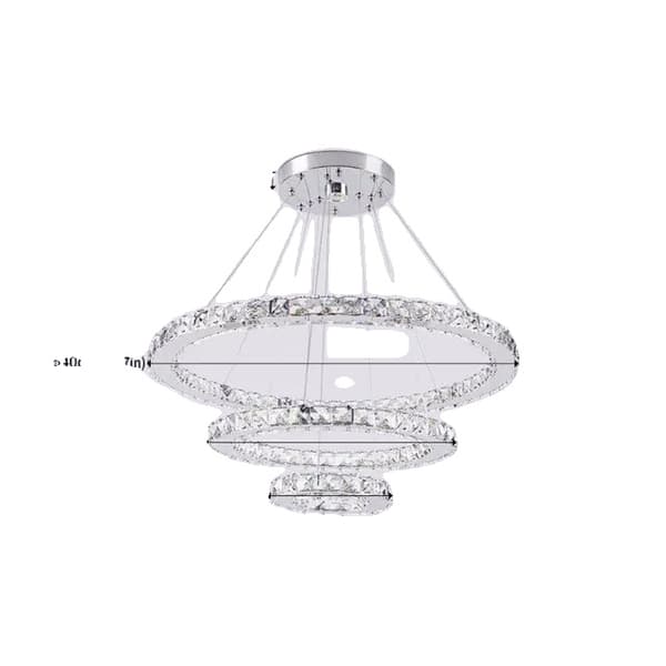 Moderne lysekroner, LED krystalringe hængende, Elegant dekoration til stuer og spisestuer., 2Ringe D50xD30cm, Udskiftelig