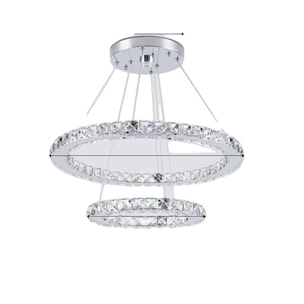 Moderne lysekroner, LED krystalringe hængende, Elegant dekoration til stuer og spisestuer., 2Ringe D50xD30cm, Udskiftelig
