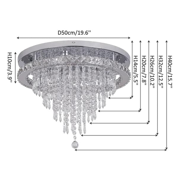 Taklampa, infälld design, rostfritt stål armatur, D50CM, Varmvit