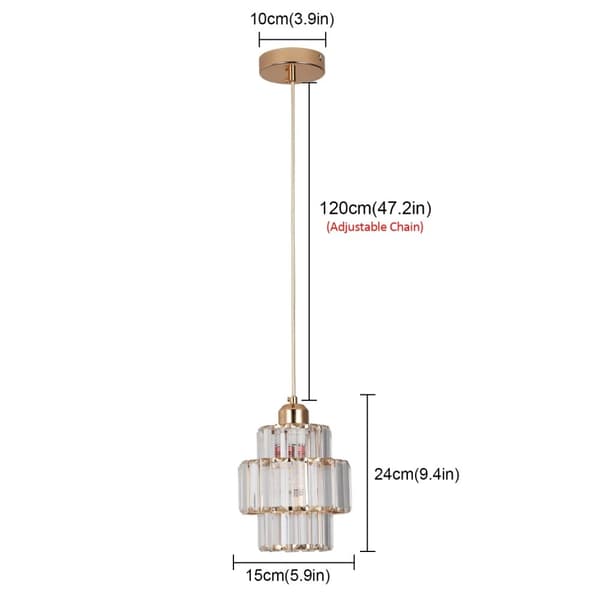 Modern Kristallhängande lampa, justerbar kedja, rostfritt stål,Modell B-a, Varmvit