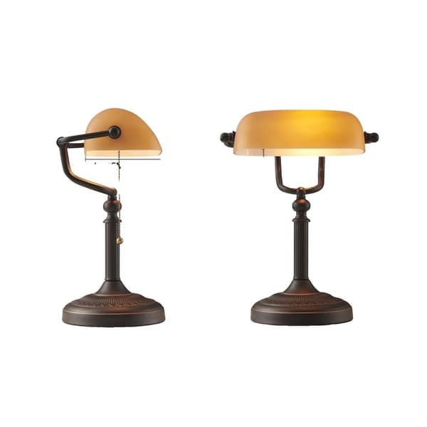 Retro Banker Bordslampa, Elegant Grön Färgat Glas Skärm, Knoppbrytare, 60W Max,YY-T8007AYY-T8007A