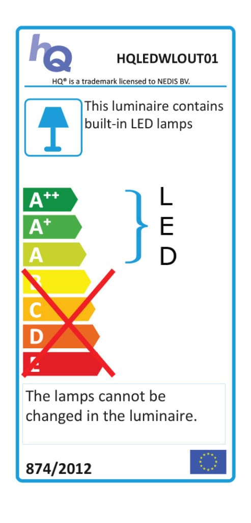 HQ HQLEDWLOUT01 Led udendørs væglampe 6 W 190 Lm Sort