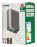 Miniatyrbillede 3 af 4: Ranex Ra-5000331 LED udendørs væglampe i rustfrit stål med to lyspunkter